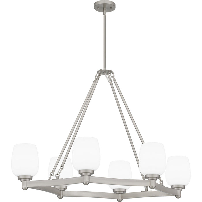 Quoizel PNG638BN Six Light Linear Chandelier, Brushed Nickel