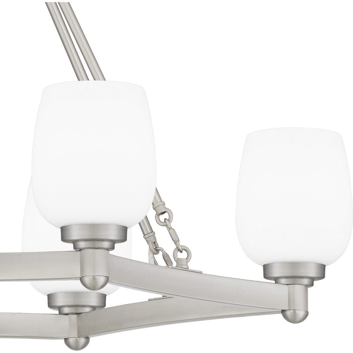 Quoizel PNG638BN Six Light Linear Chandelier, Brushed Nickel