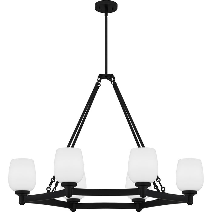 Quoizel PNG638MBK Six Light Linear Chandelier, Matte Black