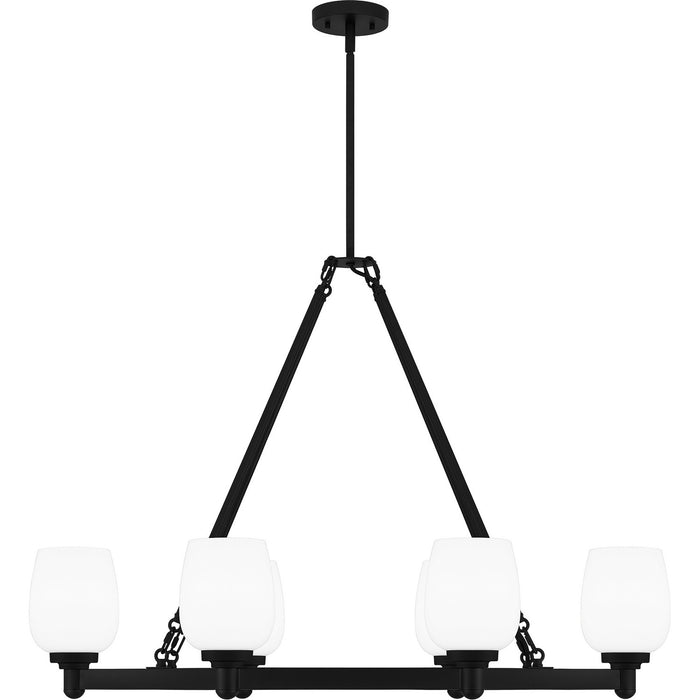 Quoizel PNG638MBK Six Light Linear Chandelier, Matte Black