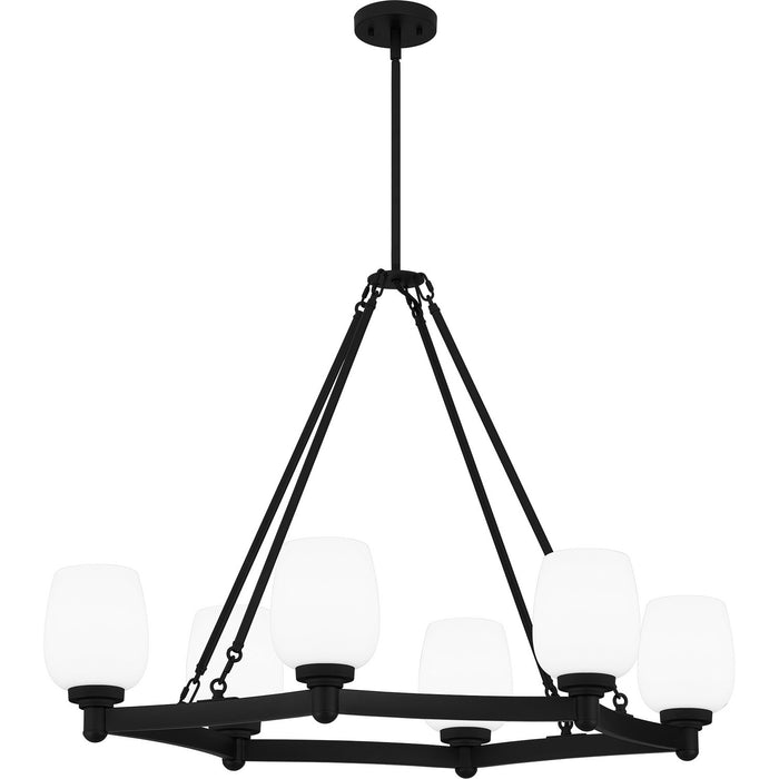 Quoizel PNG638MBK Six Light Linear Chandelier, Matte Black