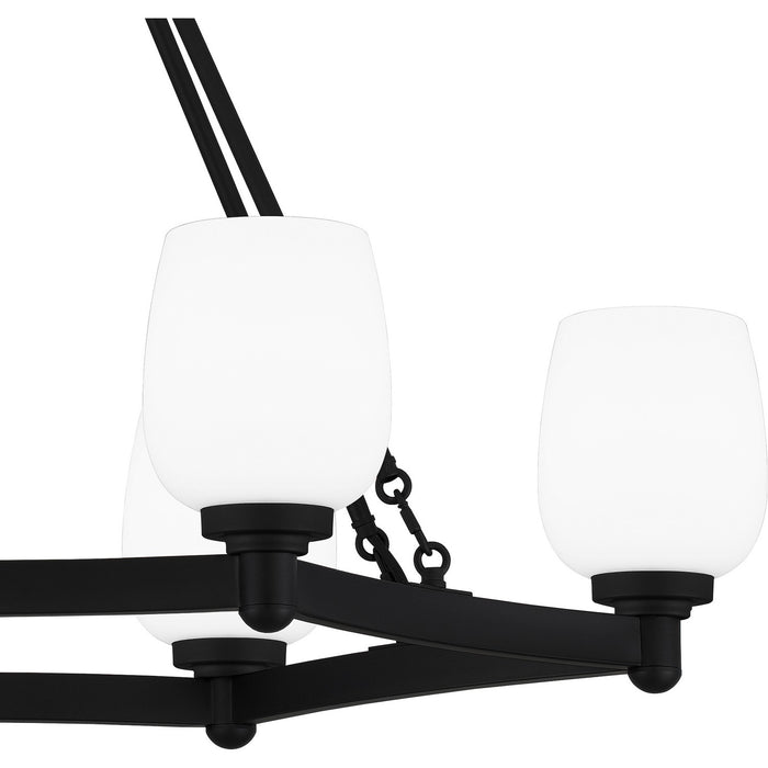 Quoizel PNG638MBK Six Light Linear Chandelier, Matte Black
