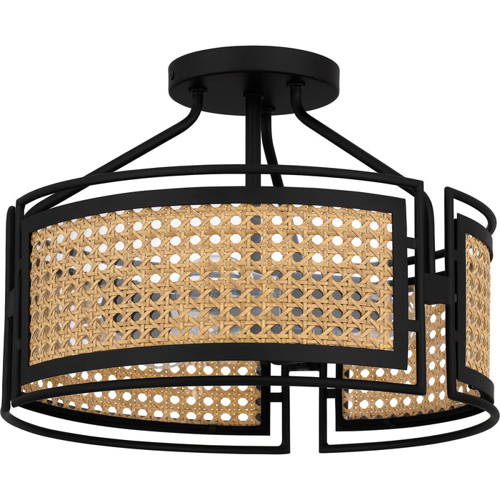 Quoizel PYA1714MBK Three Light Semi Flush Mount, Matte Black