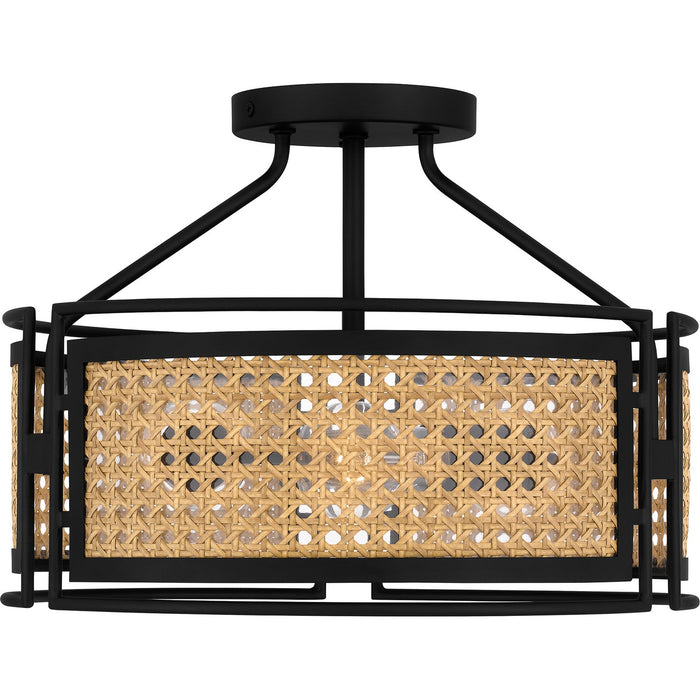 Quoizel PYA1714MBK Three Light Semi Flush Mount, Matte Black