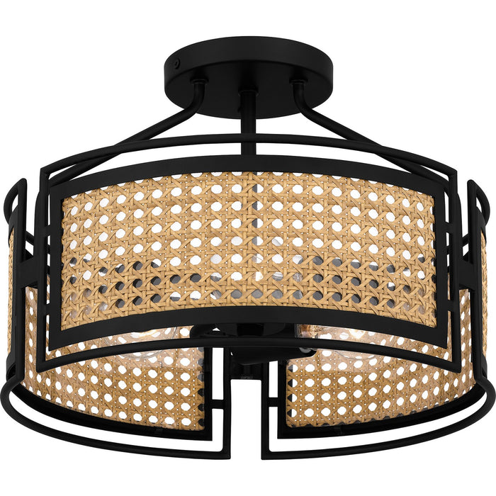Quoizel PYA1714MBK Three Light Semi Flush Mount, Matte Black