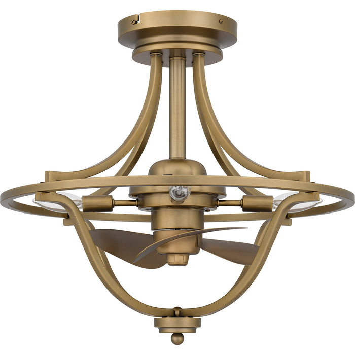 Quoizel QFA6156WS Four Light Fandelier, Weathered Brass