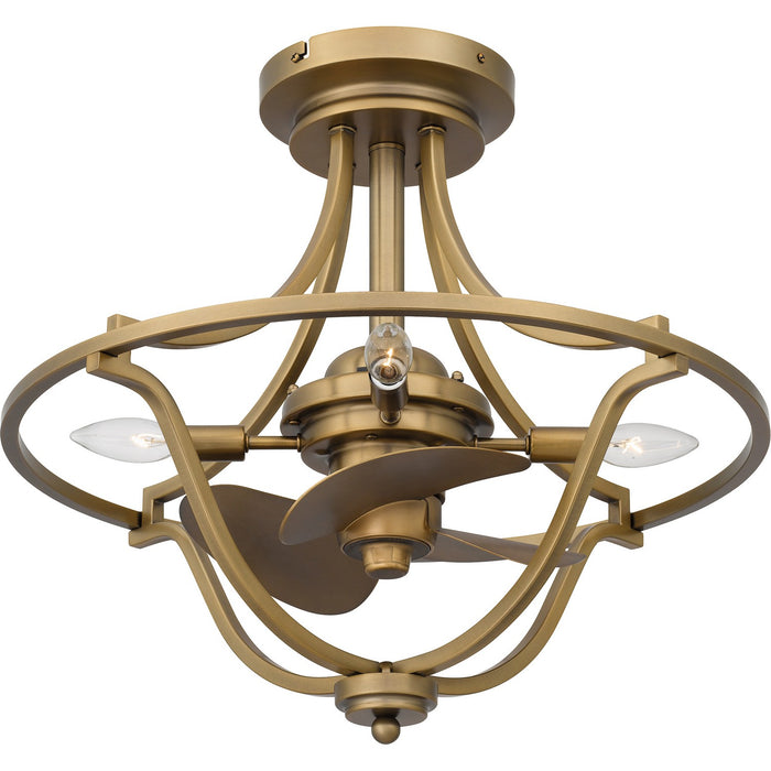 Quoizel QFA6156WS Four Light Fandelier, Weathered Brass