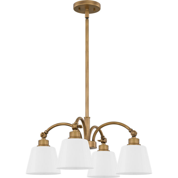 Quoizel QP6157WS Four Light Chandelier, Weathered Brass