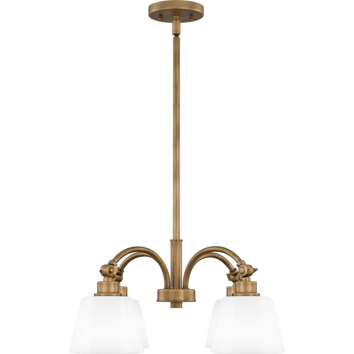 Quoizel QP6157WS Four Light Chandelier, Weathered Brass