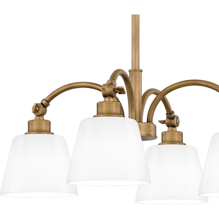 Quoizel QP6157WS Four Light Chandelier, Weathered Brass