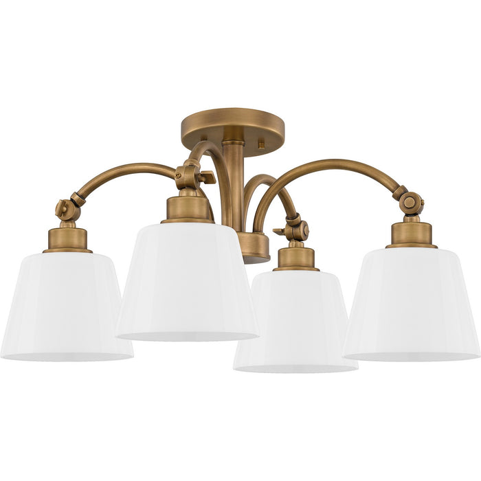 Quoizel QSF6157WS Four Light Semi Flush Mount, Weathered Brass