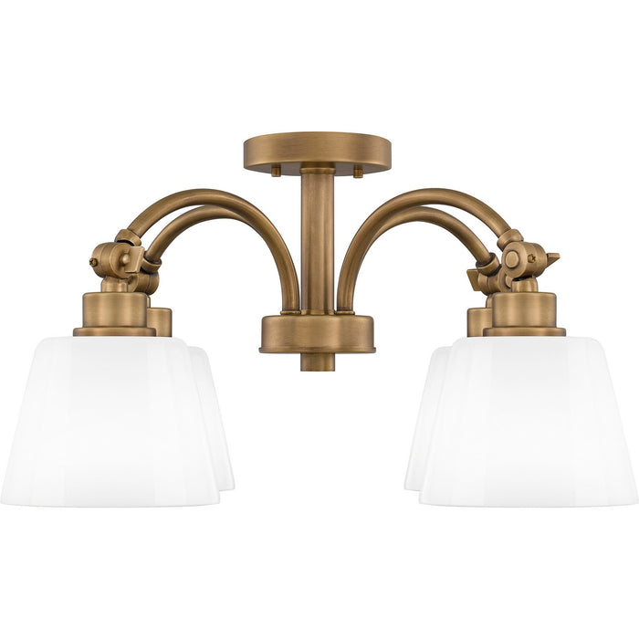 Quoizel QSF6157WS Four Light Semi Flush Mount, Weathered Brass