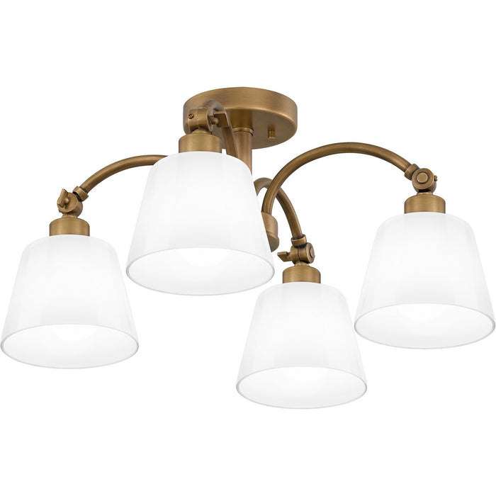 Quoizel QSF6157WS Four Light Semi Flush Mount, Weathered Brass