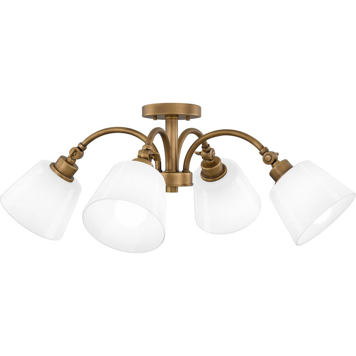 Quoizel QSF6157WS Four Light Semi Flush Mount, Weathered Brass