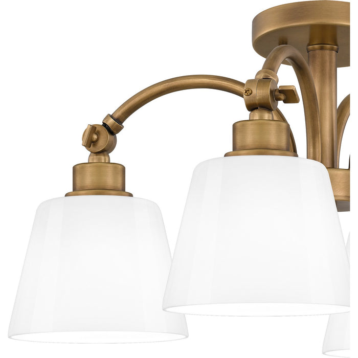 Quoizel QSF6157WS Four Light Semi Flush Mount, Weathered Brass