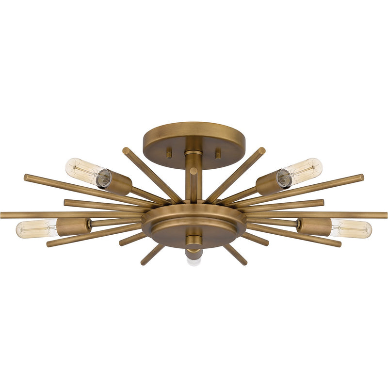 Quoizel QSF6158WS Five Light Semi Flush Mount, Weathered Brass