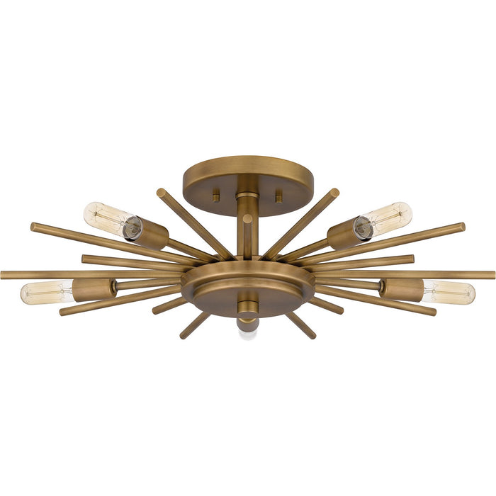 Quoizel QSF6158WS Five Light Semi Flush Mount, Weathered Brass