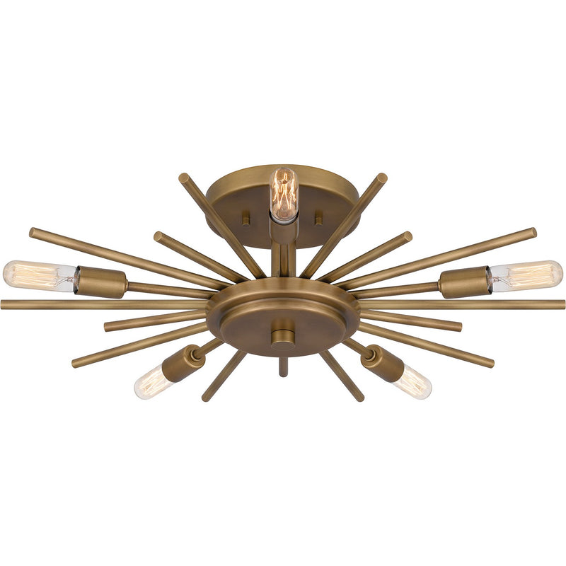 Quoizel QSF6158WS Five Light Semi Flush Mount, Weathered Brass