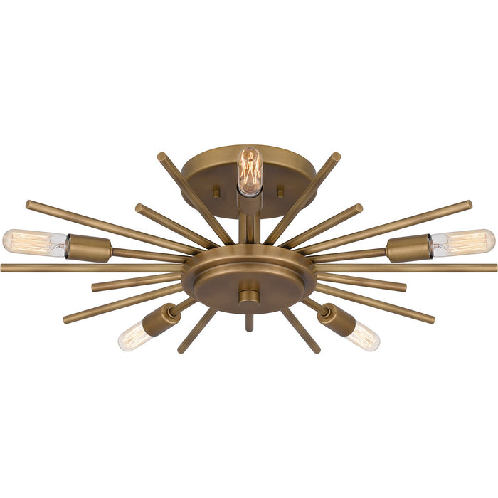 Quoizel QSF6158WS Five Light Semi Flush Mount, Weathered Brass