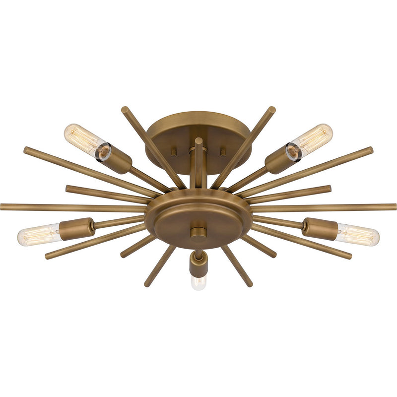 Quoizel QSF6158WS Five Light Semi Flush Mount, Weathered Brass