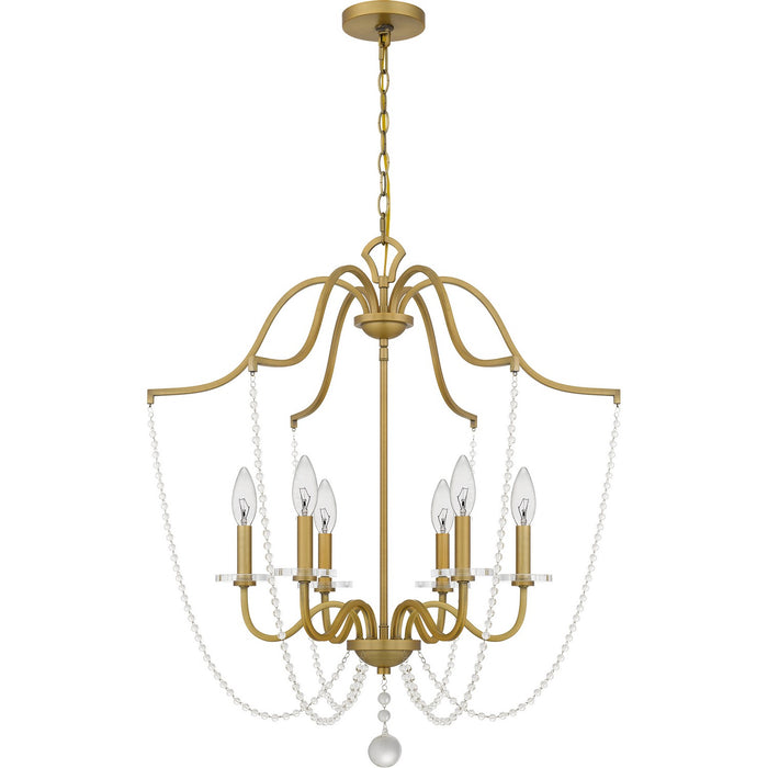 Quoizel SDY5028AB Six Light Chandelier, Aged Brass