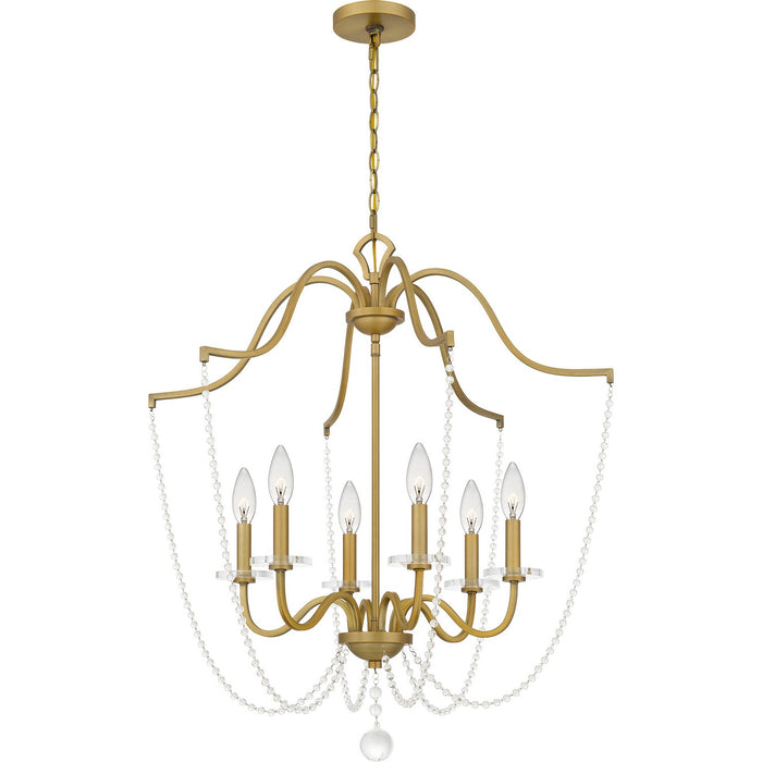 Quoizel SDY5028AB Six Light Chandelier, Aged Brass