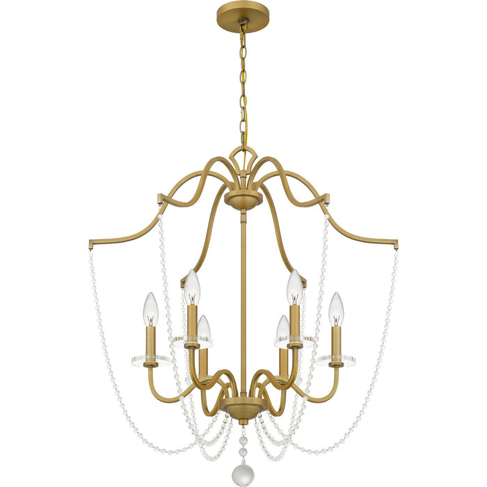 Quoizel SDY5028AB Six Light Chandelier, Aged Brass