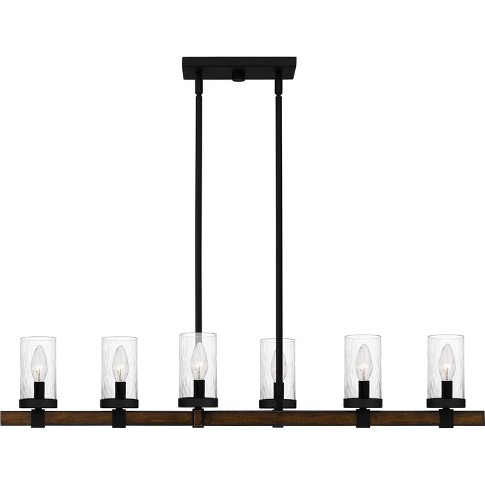 Quoizel TUT638MBK Six Light Linear Chandelier, Matte Black