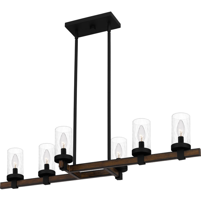 Quoizel TUT638MBK Six Light Linear Chandelier, Matte Black