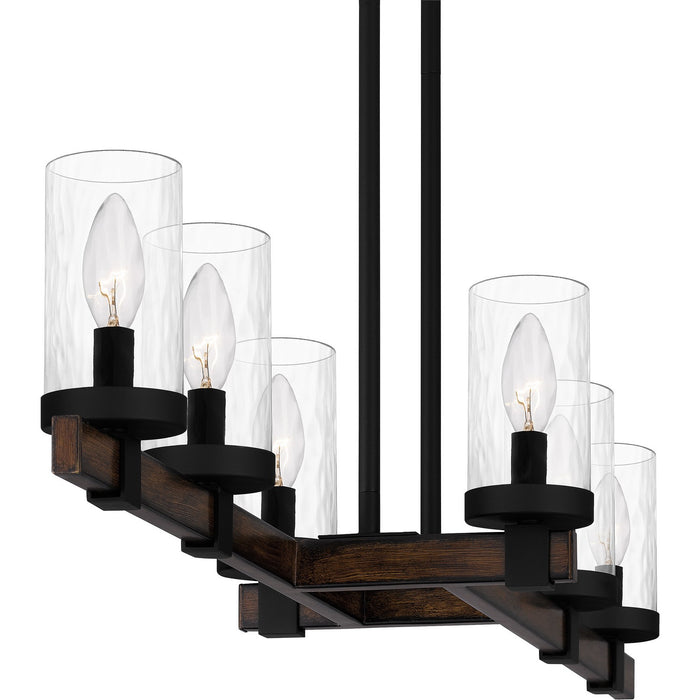 Quoizel TUT638MBK Six Light Linear Chandelier, Matte Black
