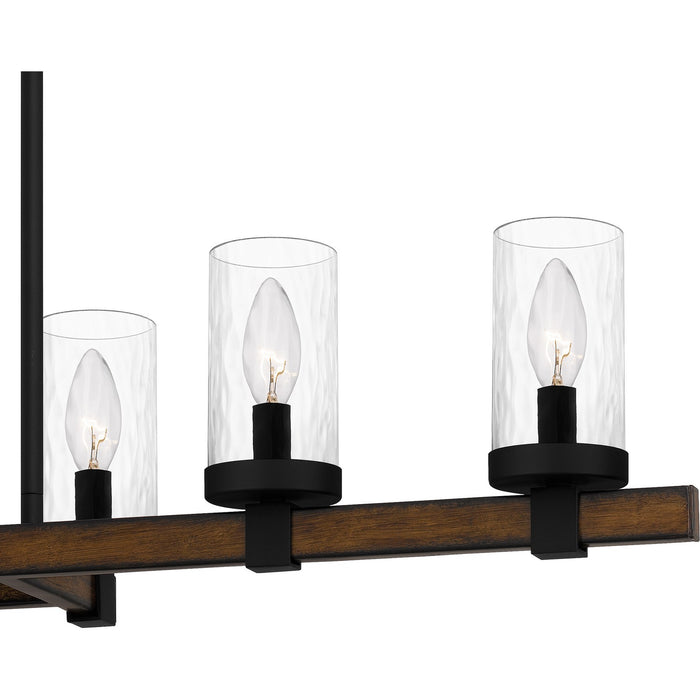 Quoizel TUT638MBK Six Light Linear Chandelier, Matte Black