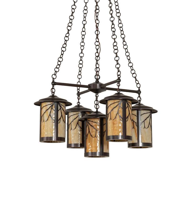Meyda Tiffany 257988 Five Light Chandelier, Craftsman Brown