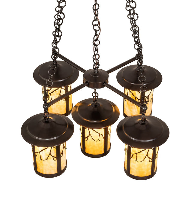 Meyda Tiffany 257988 Five Light Chandelier, Craftsman Brown