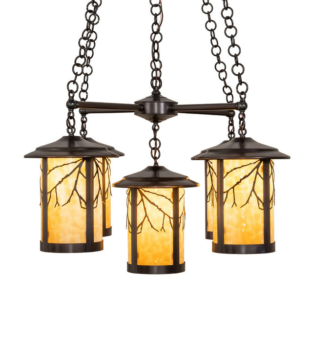 Meyda Tiffany 257988 Five Light Chandelier, Craftsman Brown
