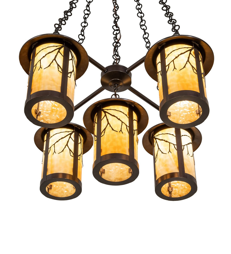 Meyda Tiffany 257988 Five Light Chandelier, Craftsman Brown