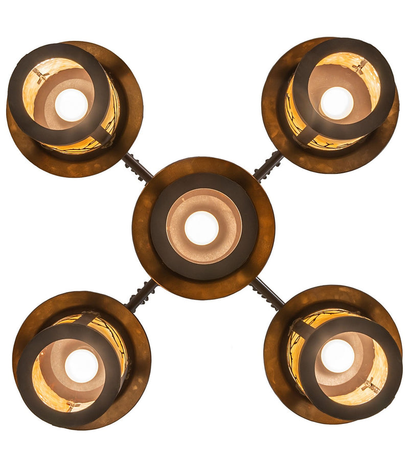 Meyda Tiffany 257988 Five Light Chandelier, Craftsman Brown