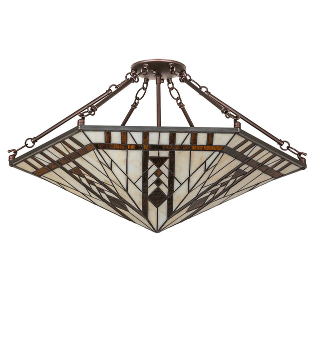 Meyda Tiffany 260940 Three Light Semi-Flushmount, Antique Copper