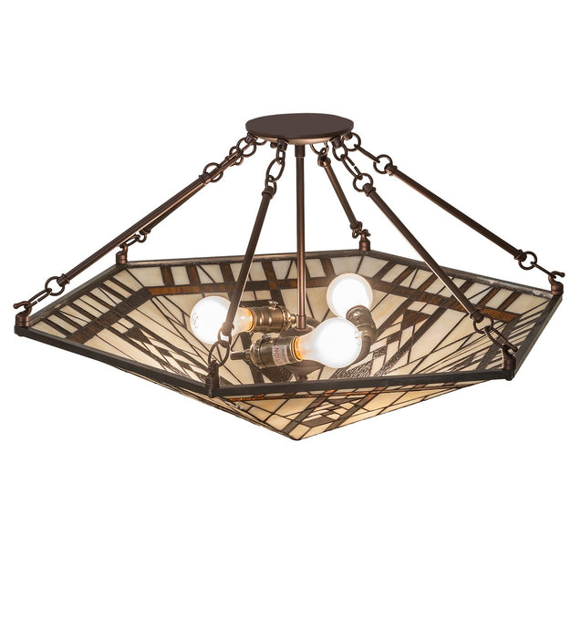 Meyda Tiffany 260940 Three Light Semi-Flushmount, Antique Copper