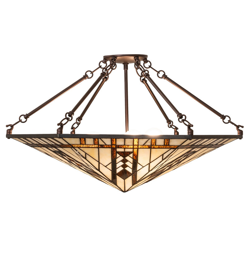Meyda Tiffany 260940 Three Light Semi-Flushmount, Antique Copper