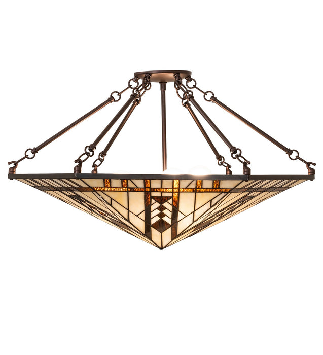 Meyda Tiffany 260940 Three Light Semi-Flushmount, Antique Copper