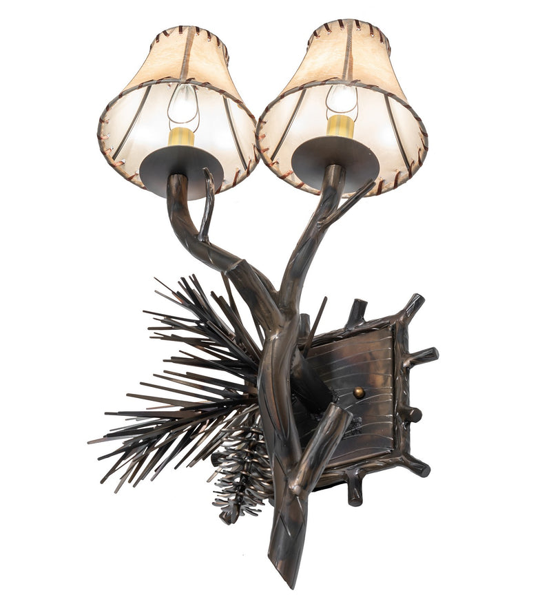 Meyda Tiffany 261116 Two Light Wall Sconce, Light Burnished Antique Copper