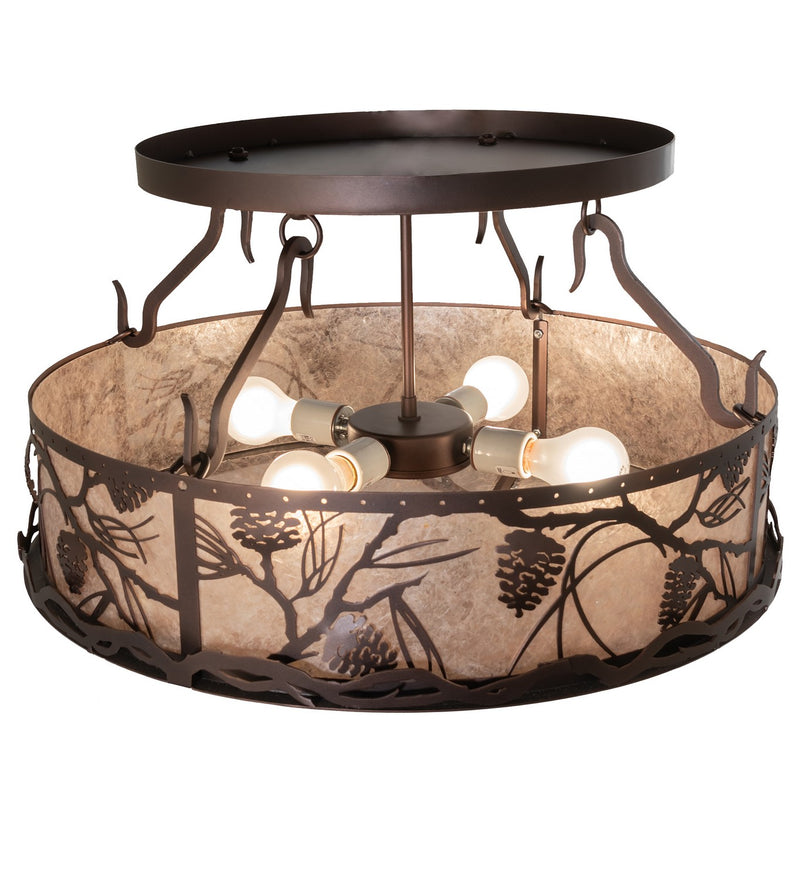 Meyda Tiffany 261316 Four Light Semi-Flushmount, Mahogany Bronze