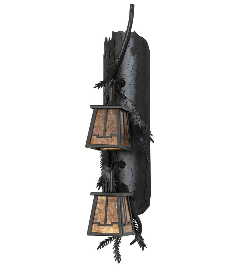 Meyda Tiffany 261858 Two Light Wall Sconce, Black Satin Wrought Iron