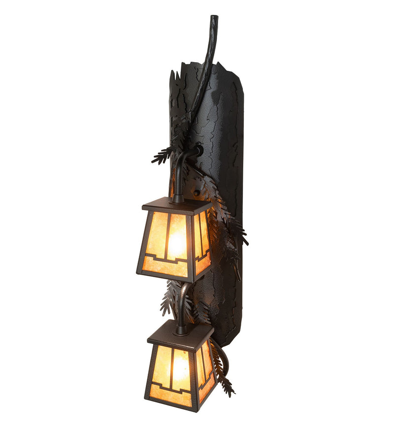 Meyda Tiffany 261858 Two Light Wall Sconce, Black Satin Wrought Iron