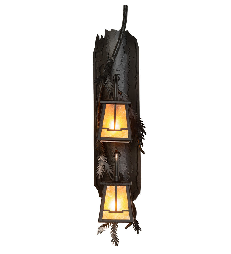 Meyda Tiffany 261858 Two Light Wall Sconce, Black Satin Wrought Iron