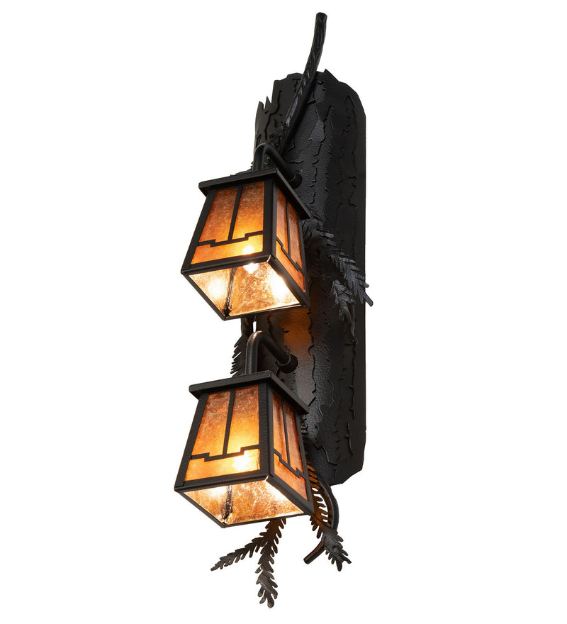 Meyda Tiffany 261858 Two Light Wall Sconce, Black Satin Wrought Iron