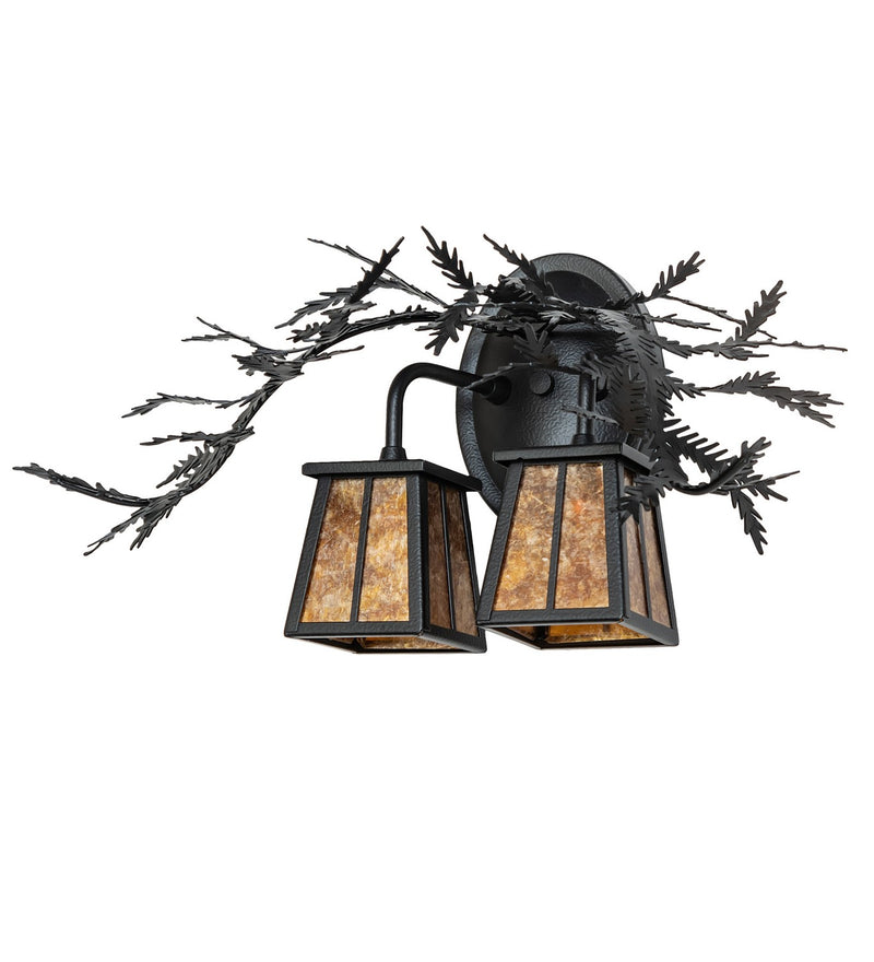 Meyda Tiffany 261860 Two Light Wall Sconce, Black Satin Wrought Iron