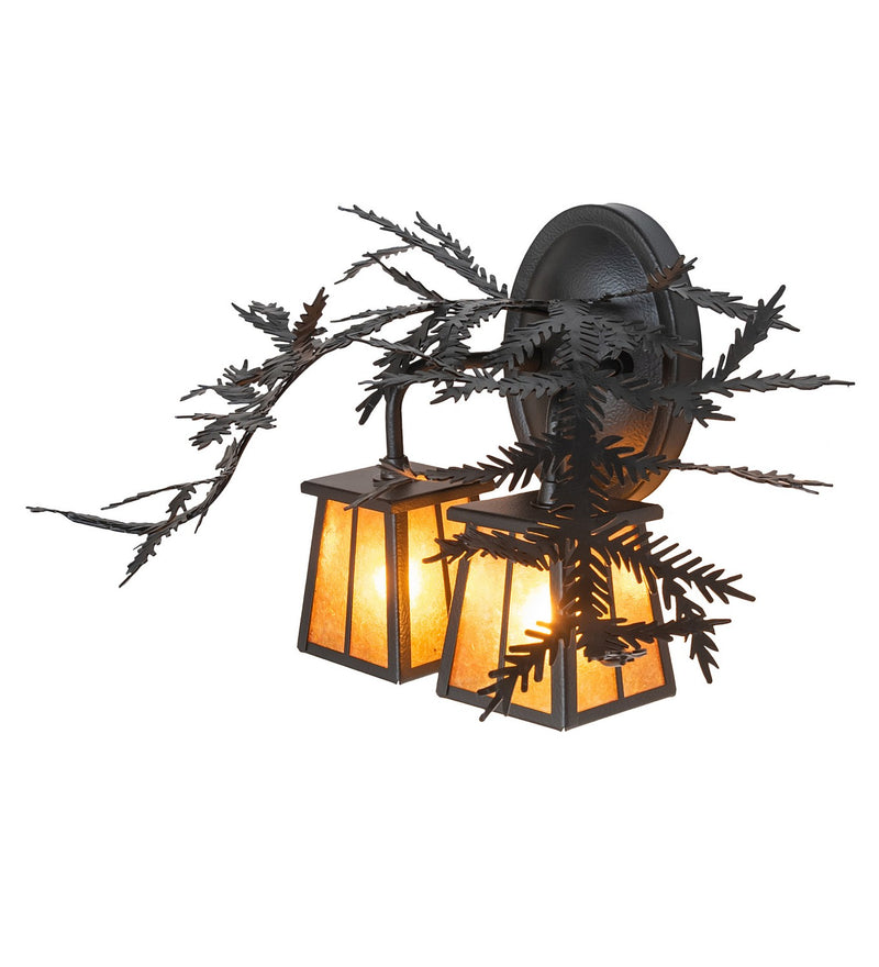 Meyda Tiffany 261860 Two Light Wall Sconce, Black Satin Wrought Iron