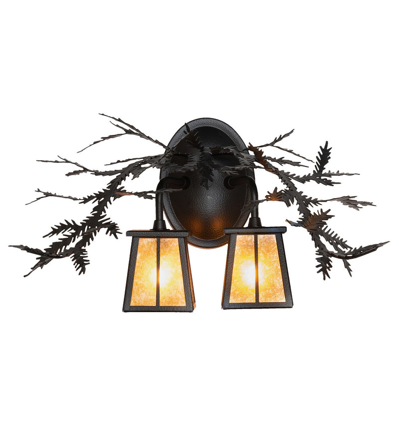 Meyda Tiffany 261860 Two Light Wall Sconce, Black Satin Wrought Iron