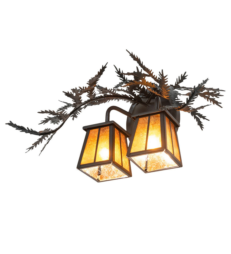 Meyda Tiffany 261860 Two Light Wall Sconce, Black Satin Wrought Iron